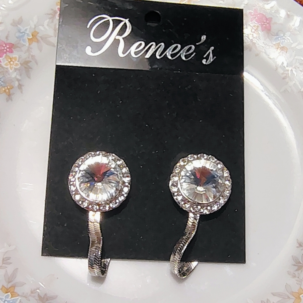 Vtg Magnetic Earring Premium Magnetotherapy Lymphatic Earrings Rivolli Glass